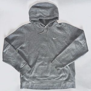 Nike Fleece Embroidered Swoosh Pullover Hoodie in Grey Size Large